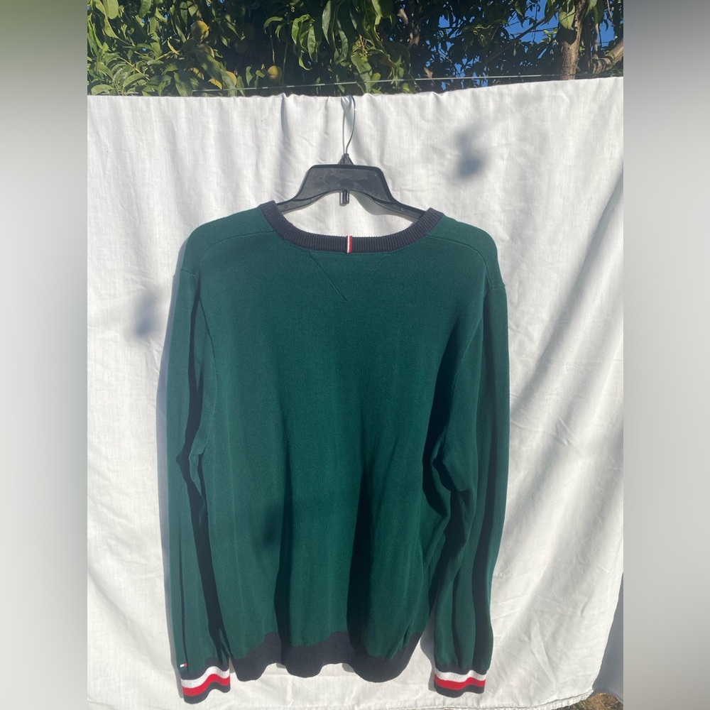 Tommy Hilfiger Lawson Knit Green Crewneck Sweater Mens XL Large - Picture 2 of 2